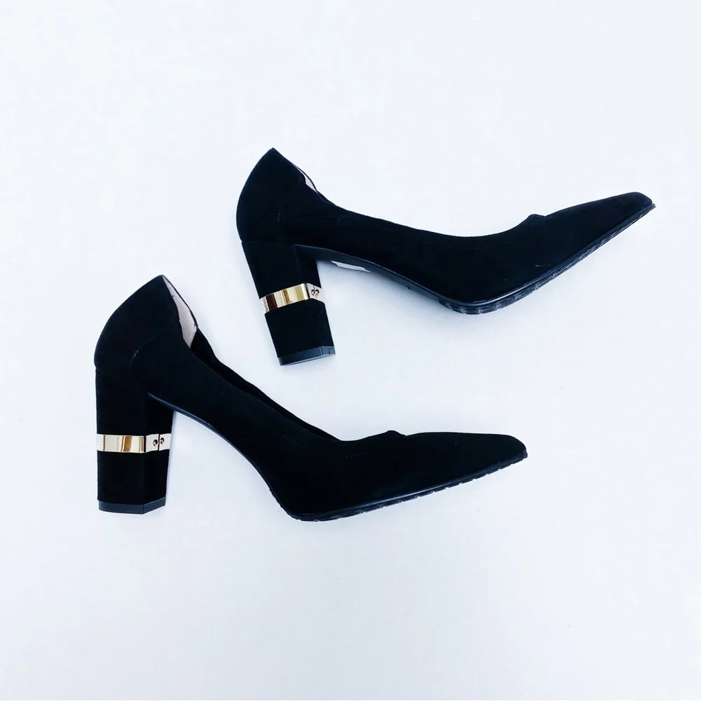 Jon Josef - Black Suede Party Pointed Toe Heels